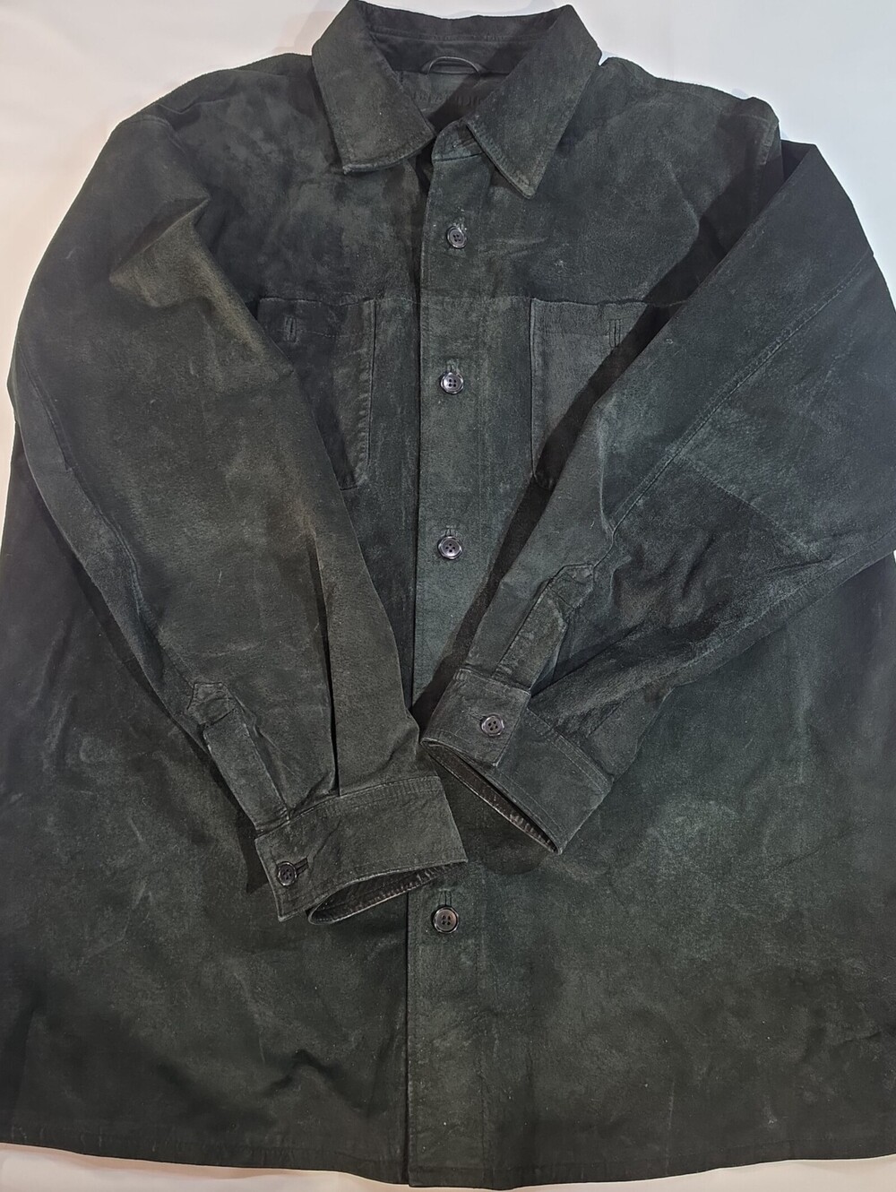 Brandini Jacket Mens Sz XL Black Suede Leather Shirt Jacket Shacket Overshirt